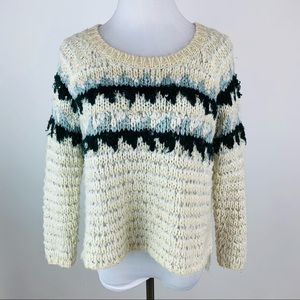Free People Cream Striped Sweater XS